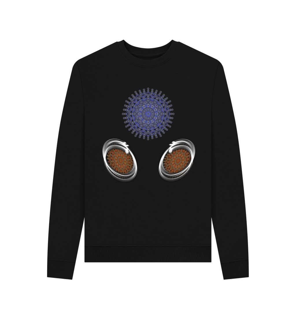 Black Recycled Printed Sweater Front