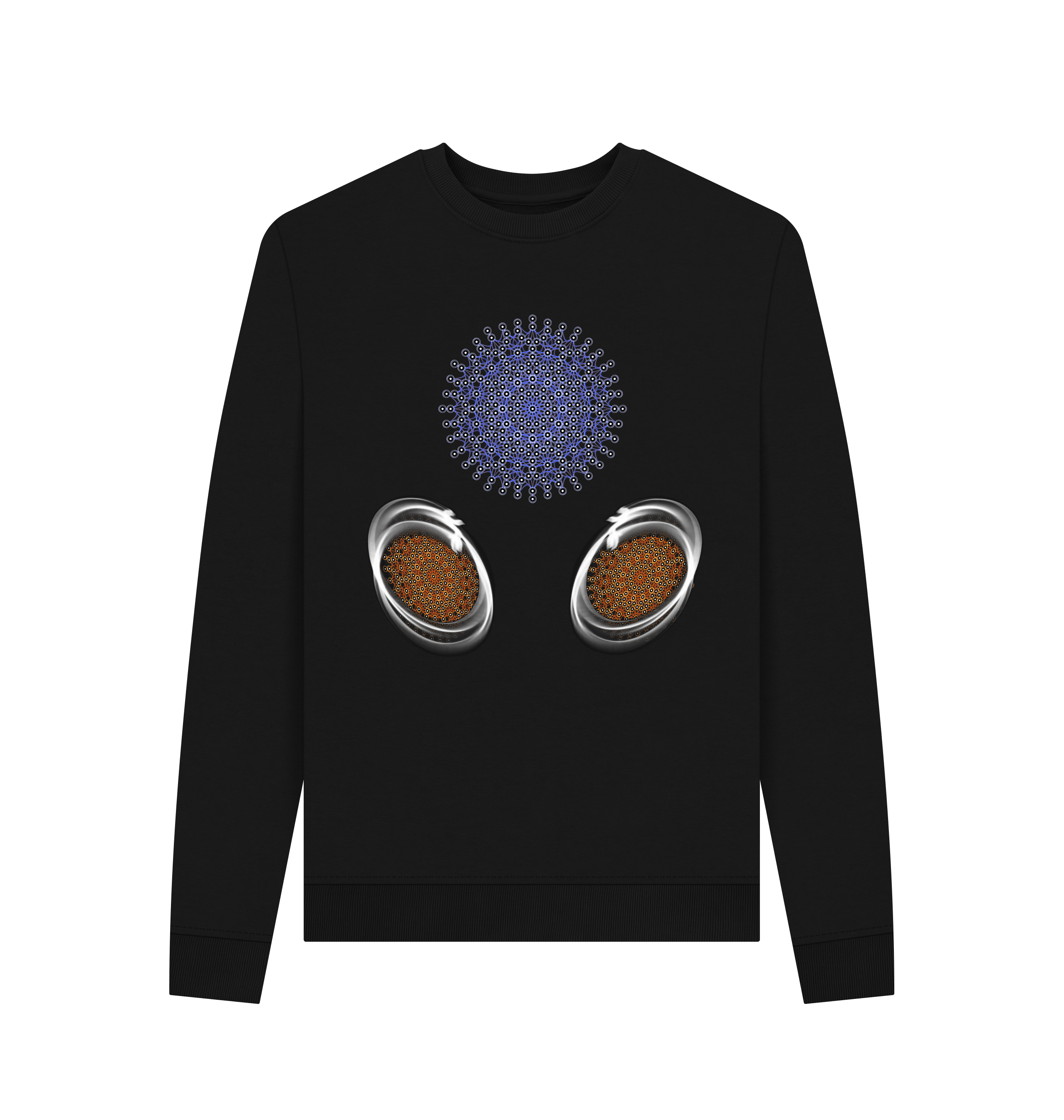 Black Recycled Printed Sweater Front