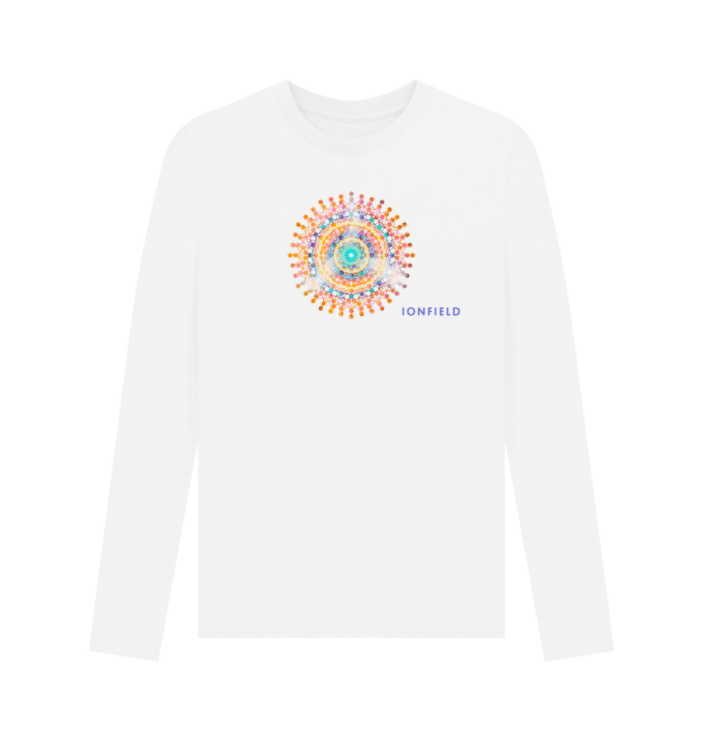 White Printed Long Sleeve T Shirt Front