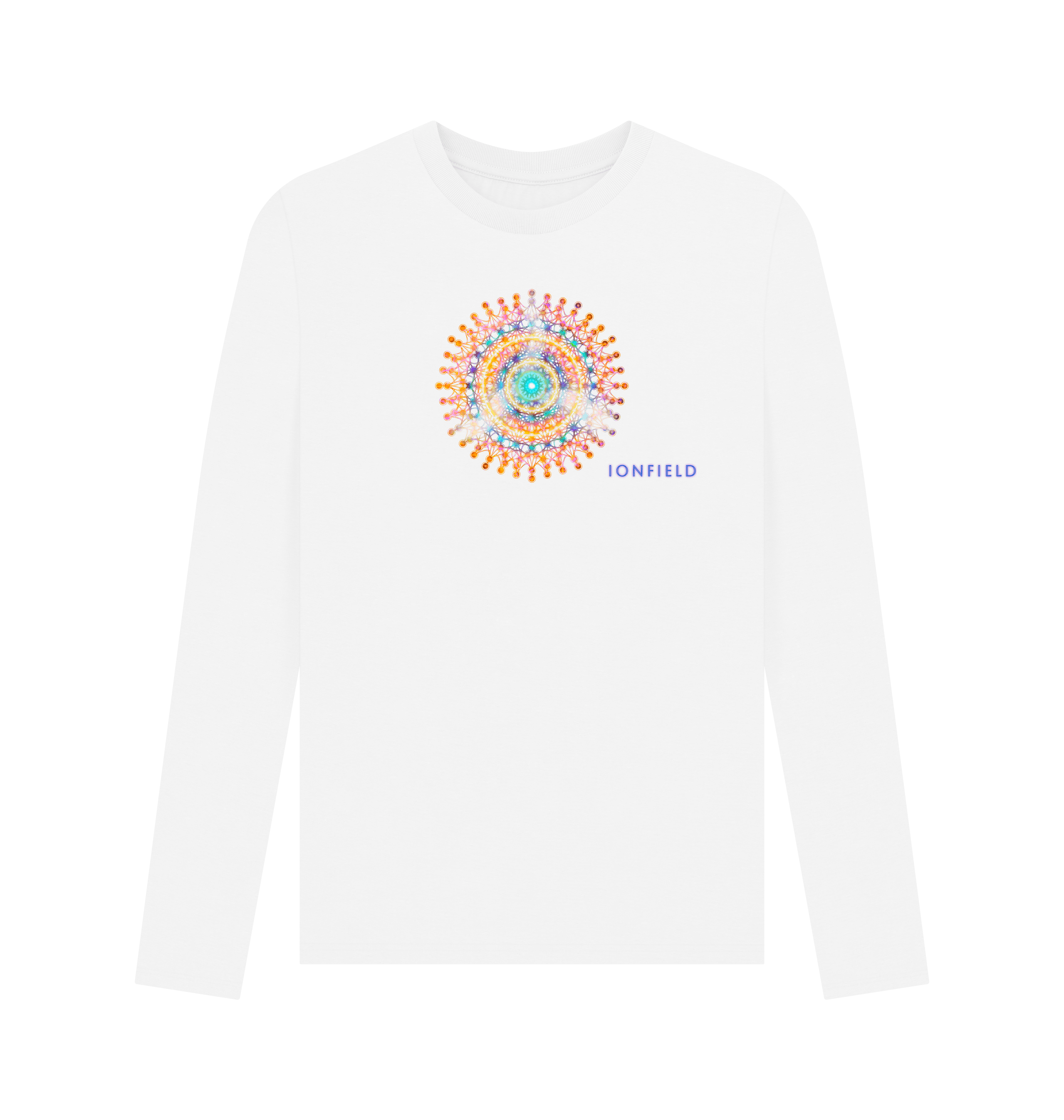 White Printed Long Sleeve T Shirt Front