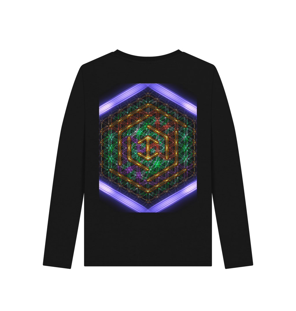 Black Printed Long Sleeve T Shirt Back