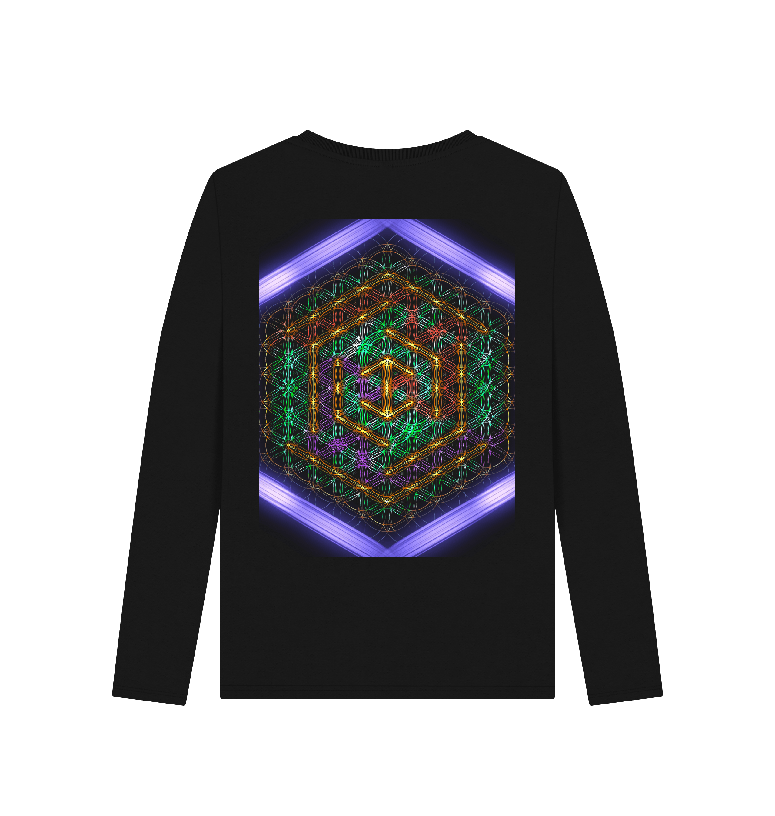 Black Printed Long Sleeve T Shirt Back