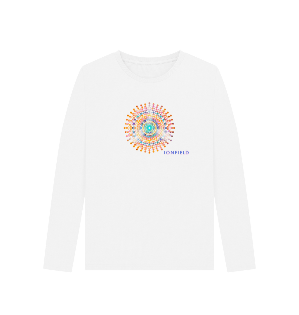 White Printed Long Sleeve T Shirt Front
