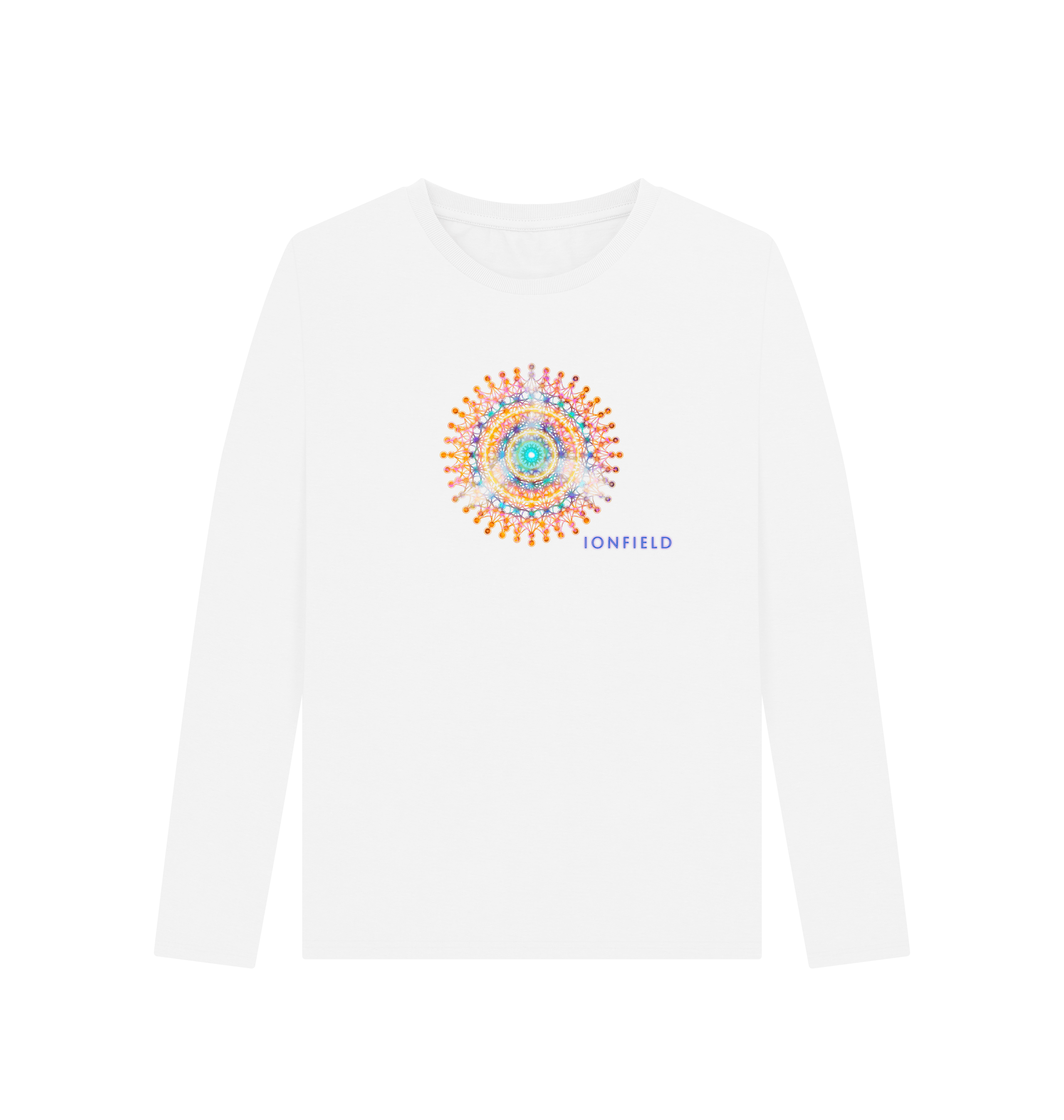 White Printed Long Sleeve T Shirt Front