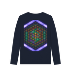 Navy Blue Printed Long Sleeve T Shirt Back