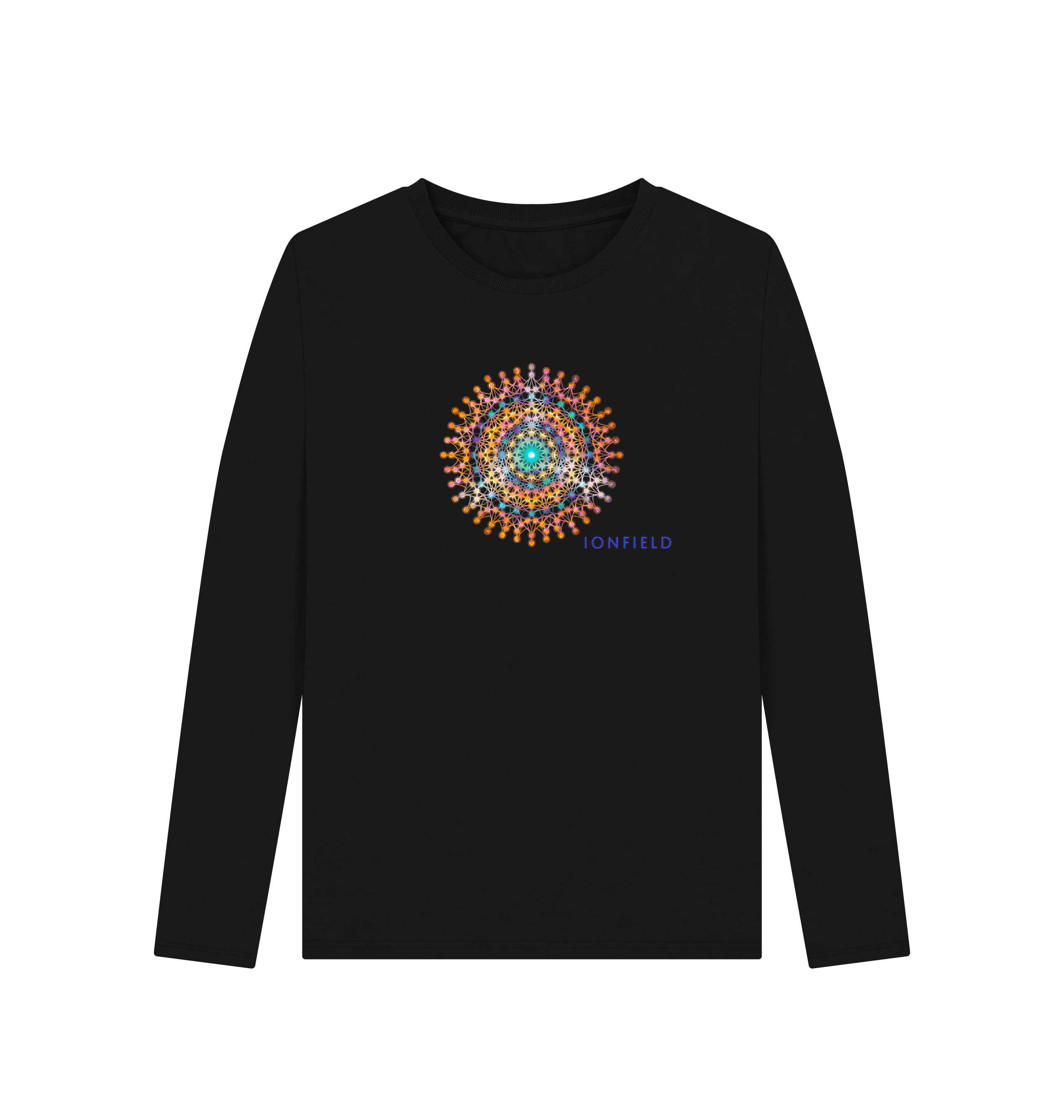 Black Printed Long Sleeve T Shirt Front