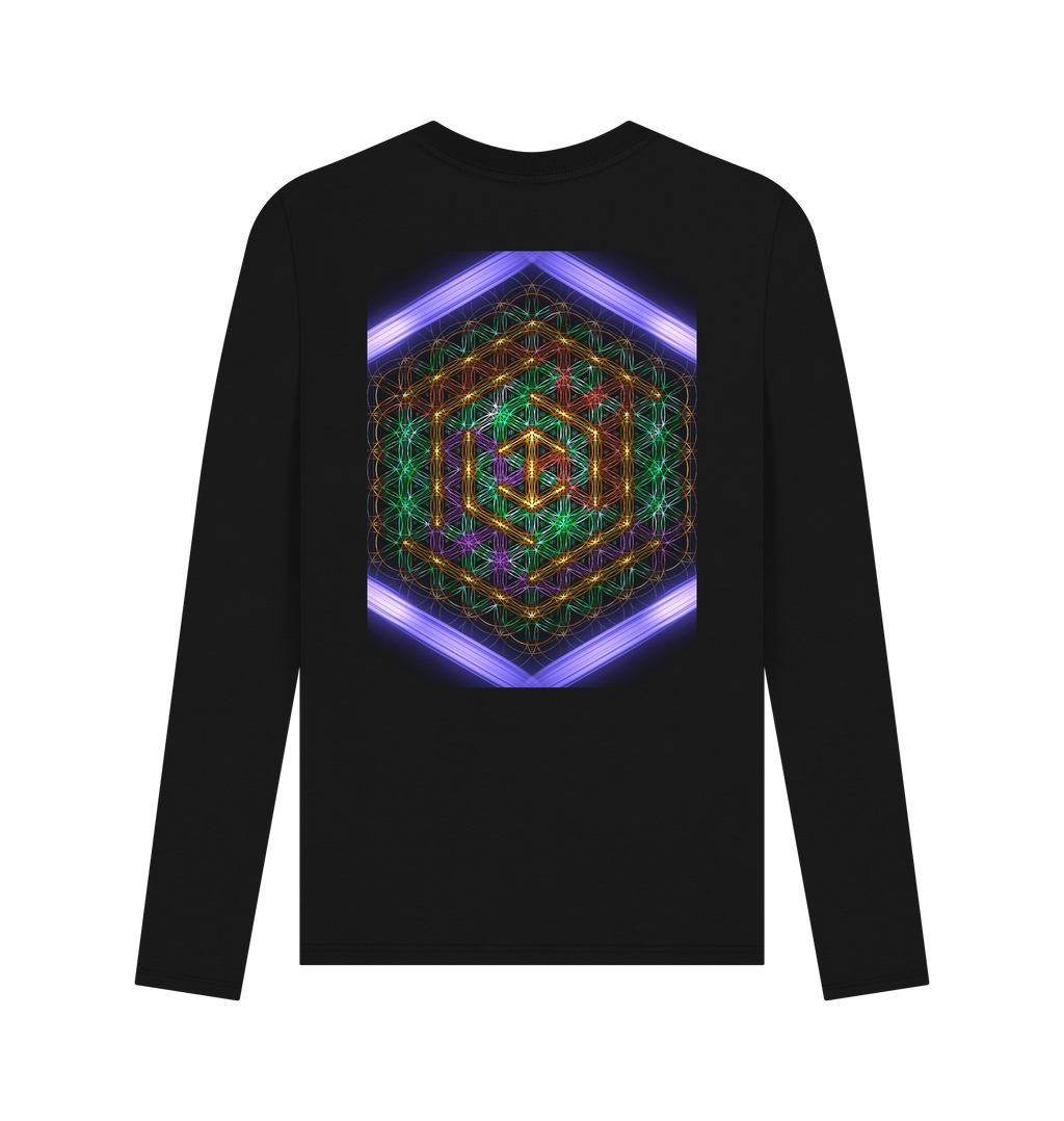 Black Printed Long Sleeve T Shirt Back