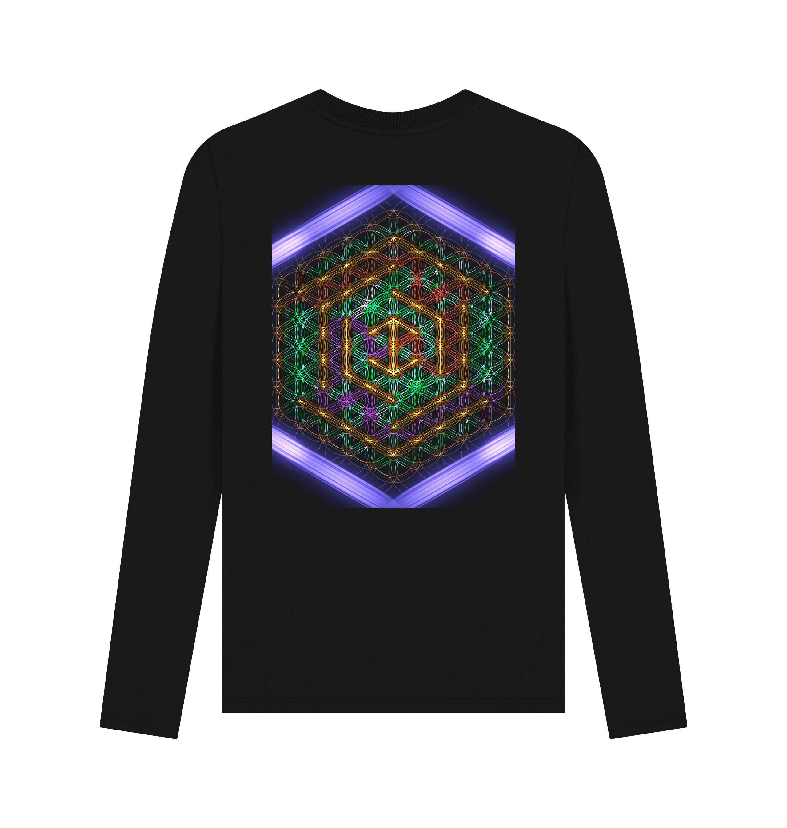 Black Printed Long Sleeve T Shirt Back