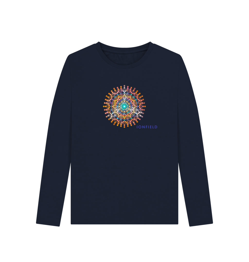 Navy Blue Printed Long Sleeve T Shirt Front