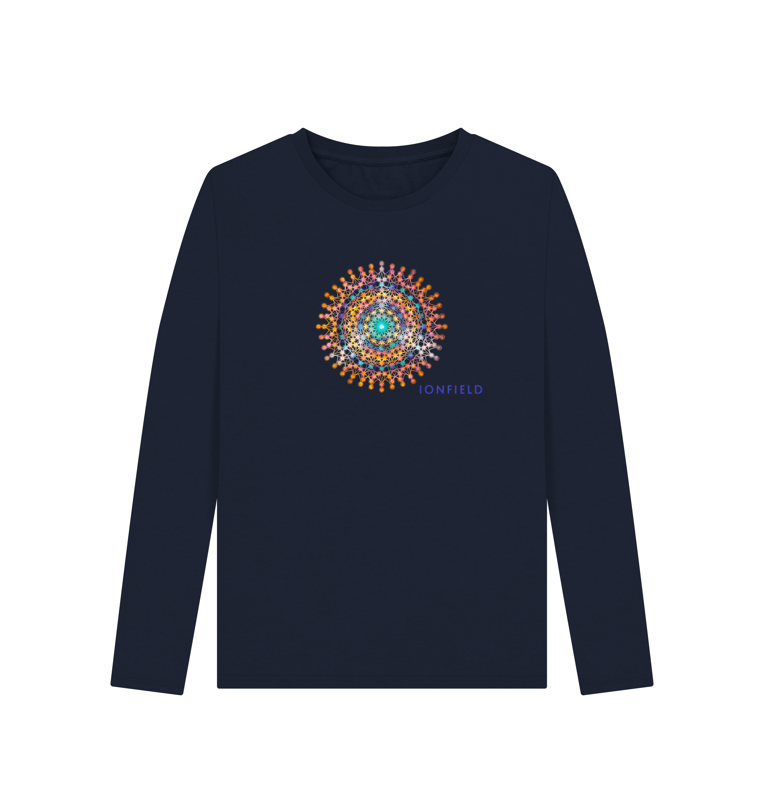 Navy Blue Printed Long Sleeve T Shirt Front
