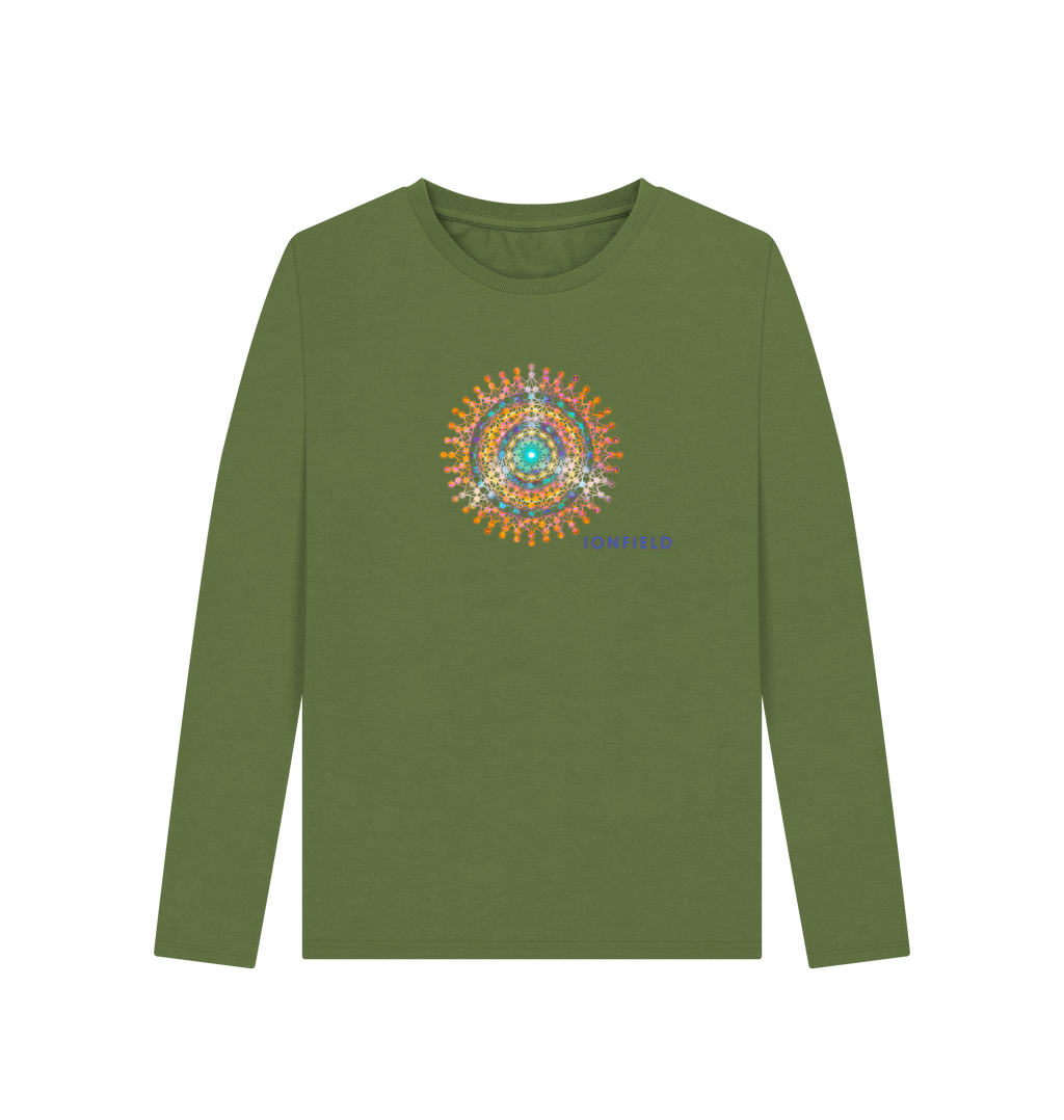 Khaki Printed Long Sleeve T Shirt Front