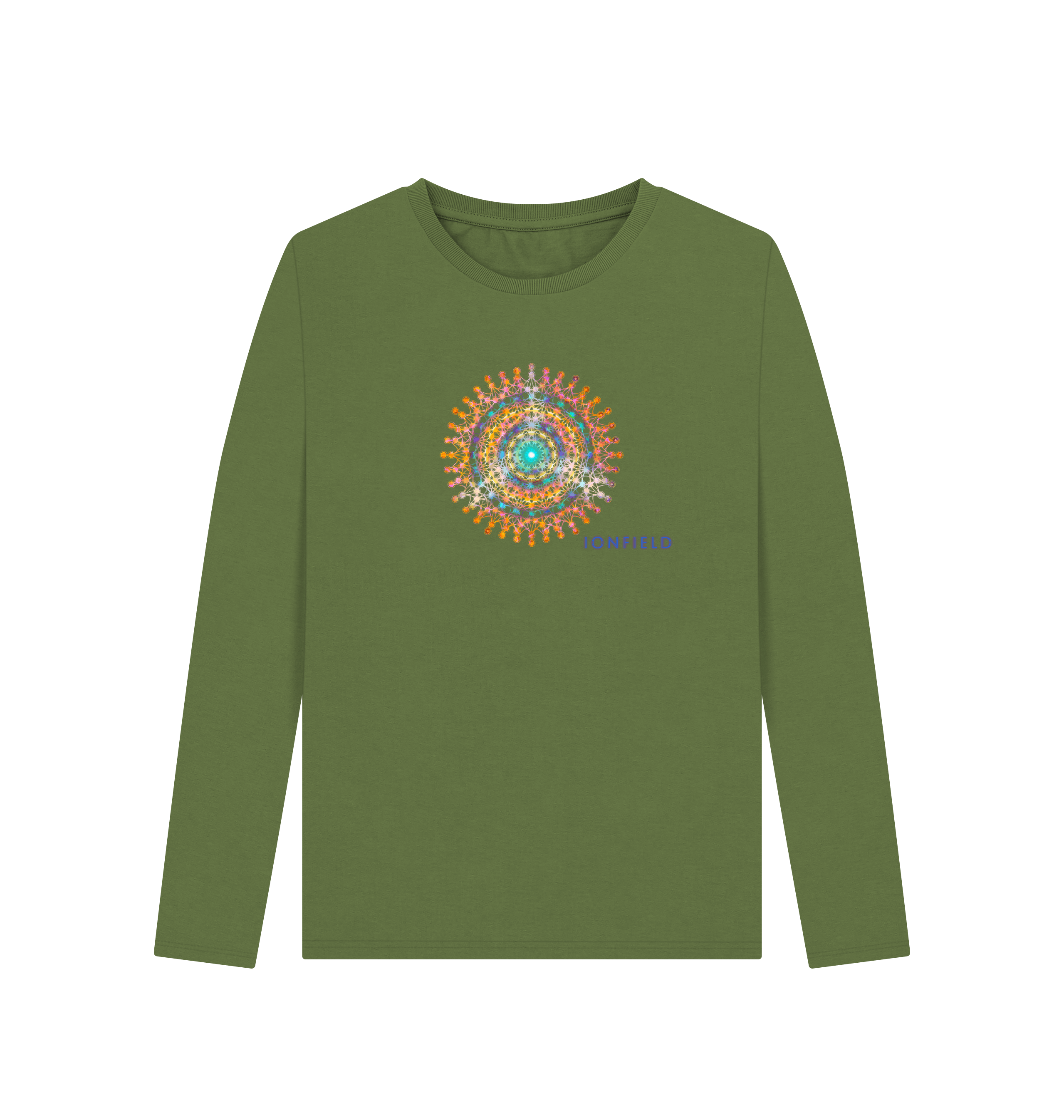 Khaki Printed Long Sleeve T Shirt Front