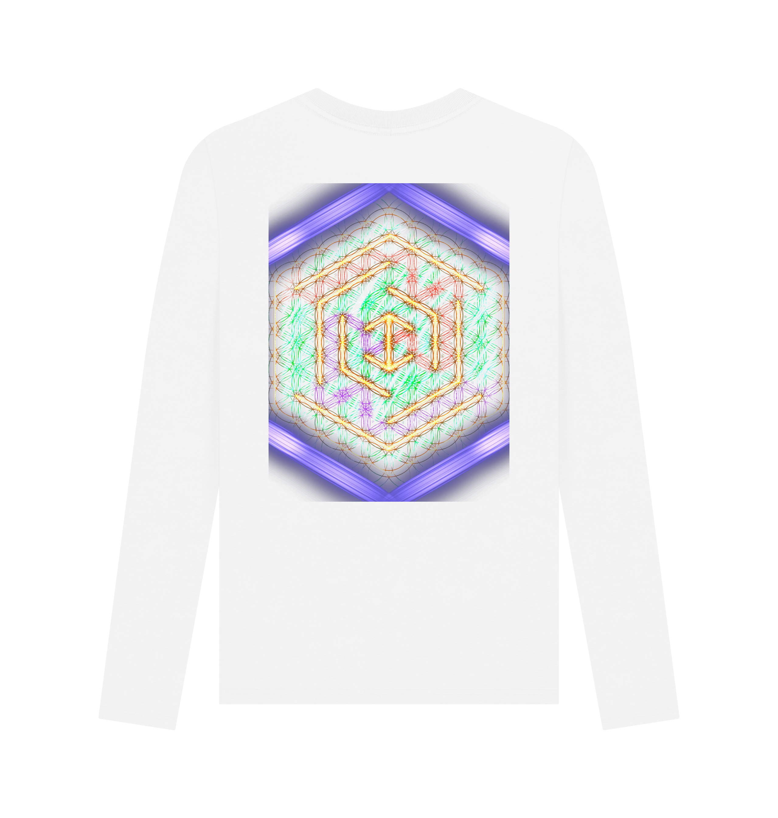 White Printed Long Sleeve T Shirt Back