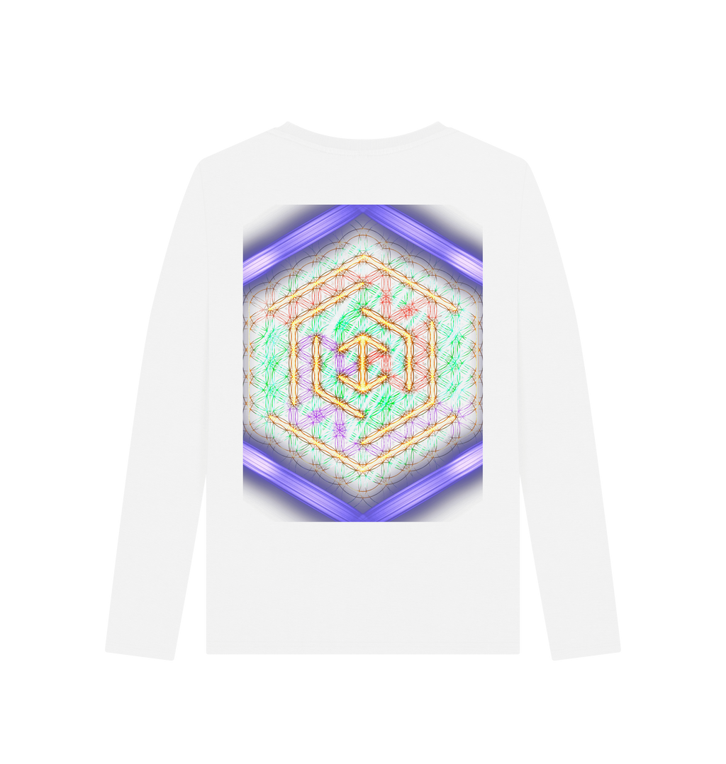 White Printed Long Sleeve T Shirt Back