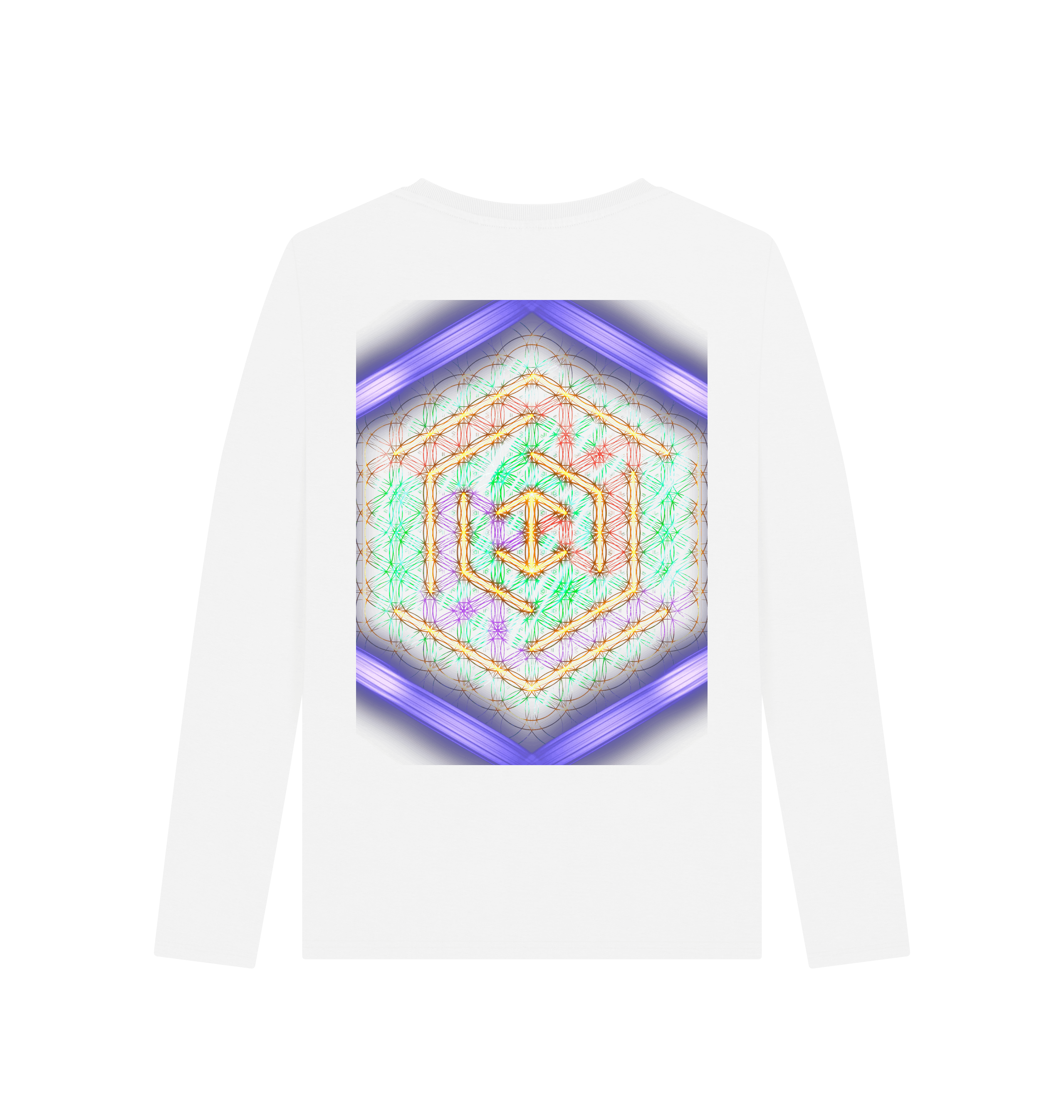 White Printed Long Sleeve T Shirt Back