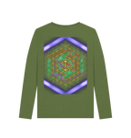 Khaki Printed Long Sleeve T Shirt Back