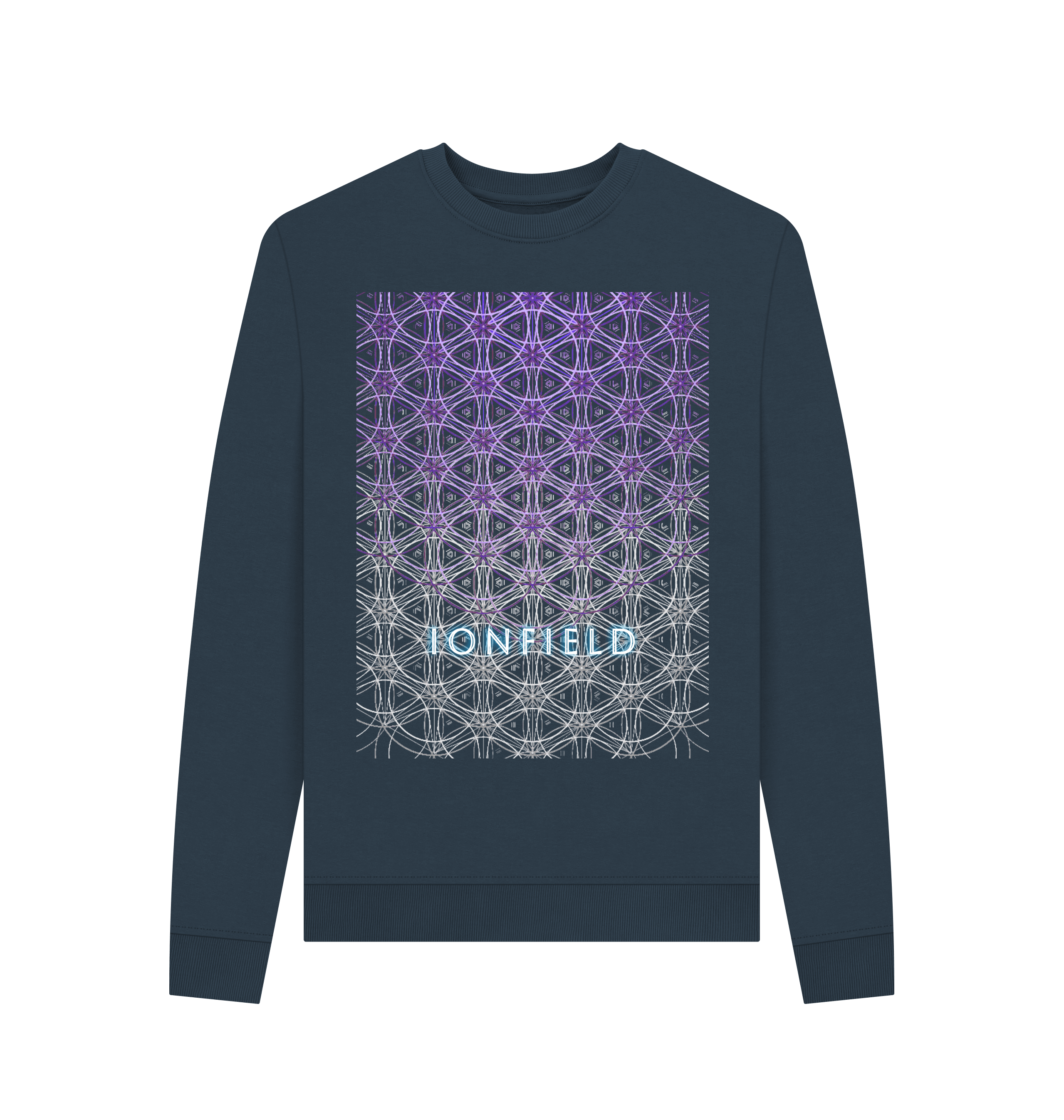 Navy Blue Printed Sweater Front